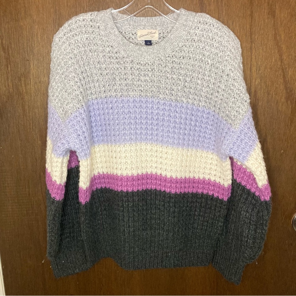 Universal Thread Sweater, Grey, Purple, Soft Black